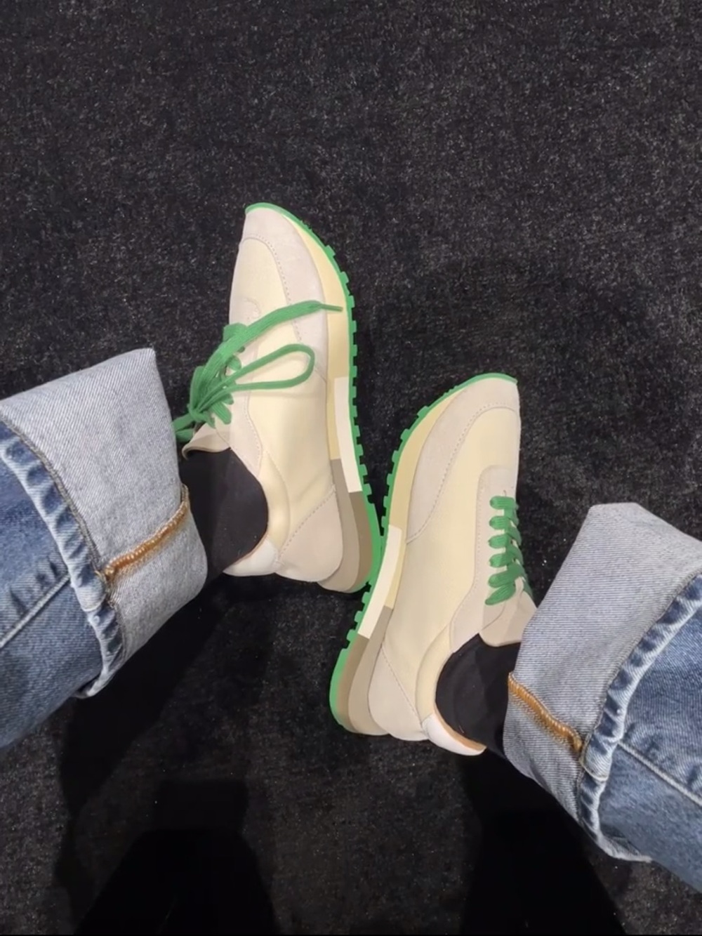 The Row Owen Runner Ivory Green Mesh Suede Sneakers | Size 7